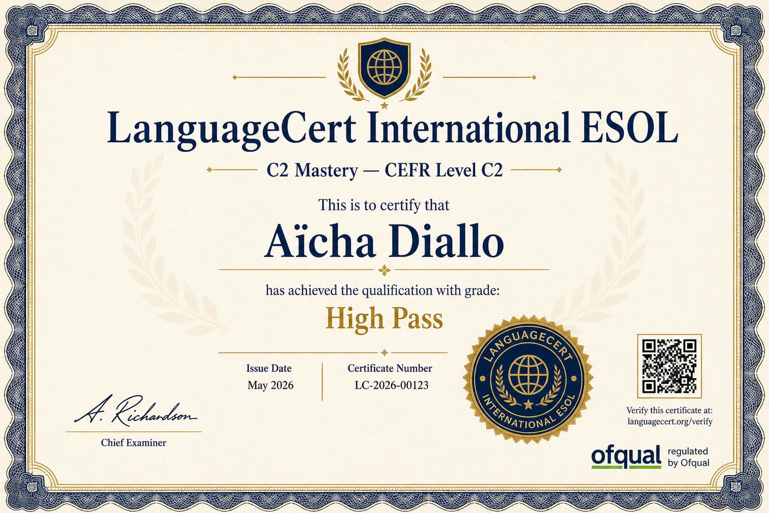 Exemple — Diplôme LanguageCert (C2)