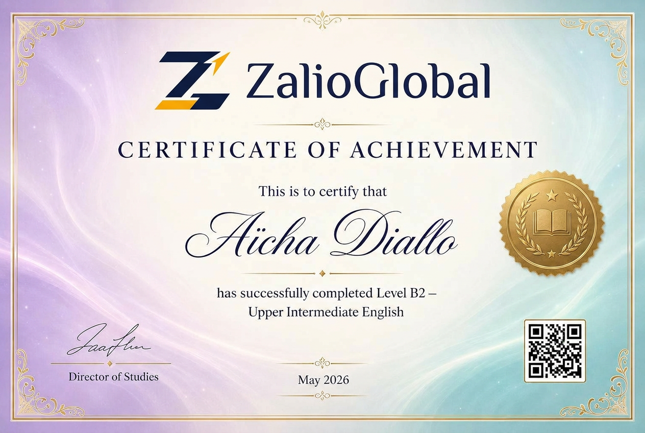 Exemple — Certificat ZalioGlobal (par niveau)